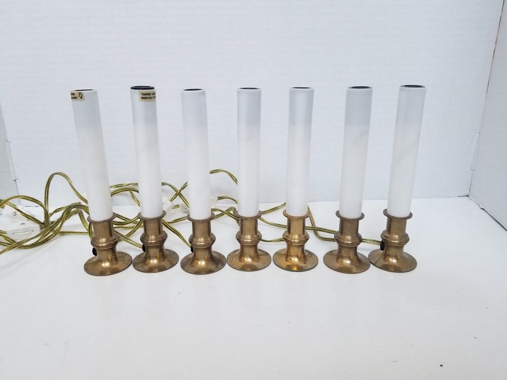 Vintage Solid Brass Electric Candle Christmas Window Lights Lot of 7 NO BULBS